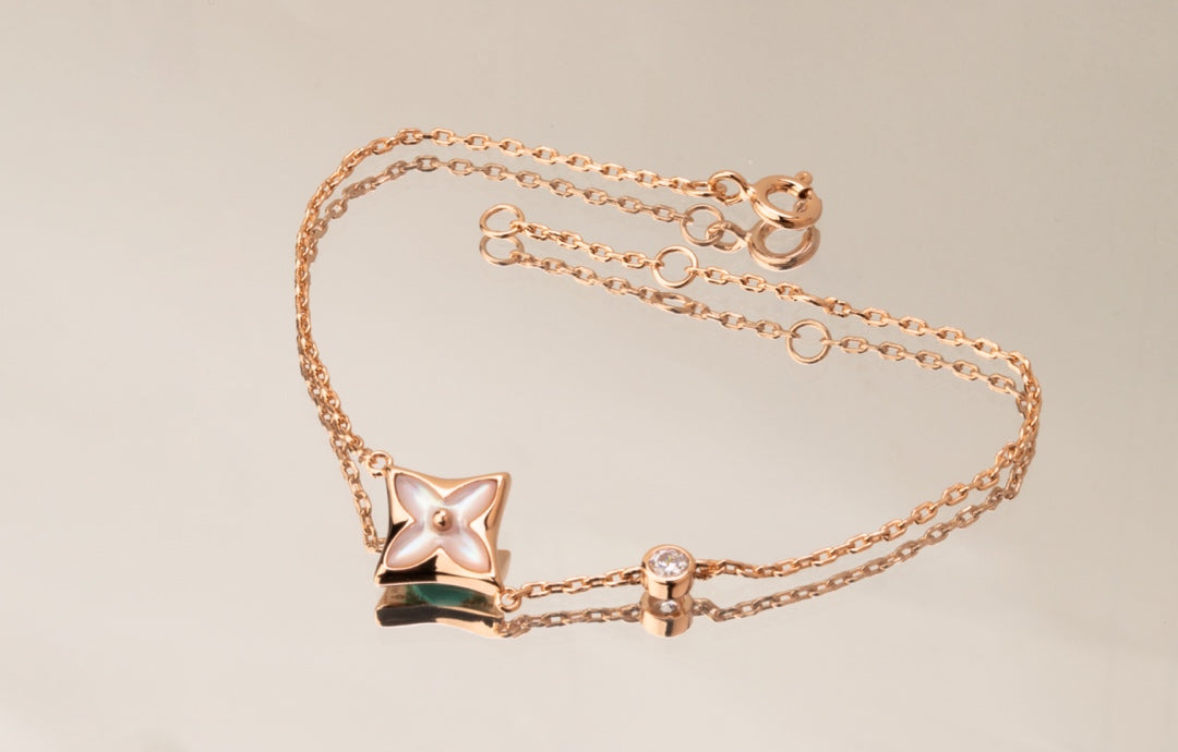 [Triumph Jewelry]STAR PINK MOP 1 DIAMOND PINK GOLD NECKLACE