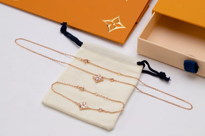 [Triumph Jewelry]STAR PINK MOP 1 DIAMOND PINK GOLD NECKLACE