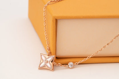 [Triumph Jewelry]STAR PINK MOP 1 DIAMOND PINK GOLD NECKLACE