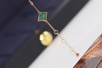 [Triumph Jewelry]STAR AND SUN 4 MOTIF PINK GOLD MALACHITE BRACELET