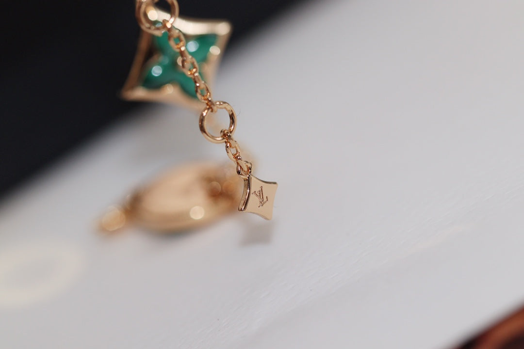 [Triumph Jewelry]STAR AND SUN 4 MOTIF PINK GOLD MALACHITE BRACELET