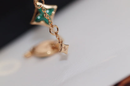 [Triumph Jewelry]STAR AND SUN 4 MOTIF PINK GOLD MALACHITE BRACELET