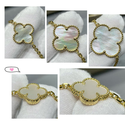 [Triumph Jewelry]CLOVER 16 MOTIF WHITE MOP GOLD NECKLACE