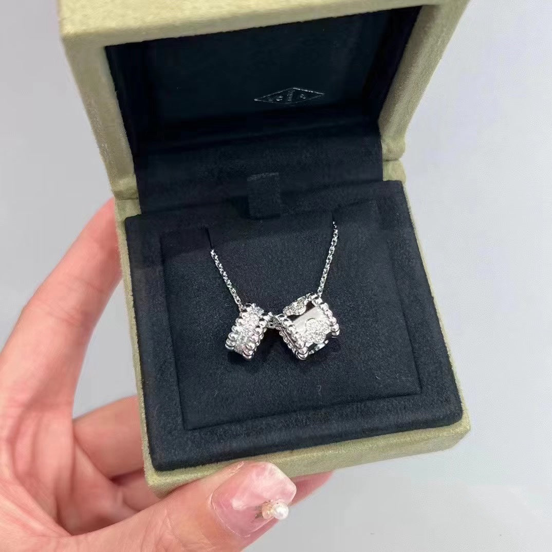 [Triumph Jewelry]PERLEE DOUBLE PENDANT SILVER DIAMOND NECKLACE