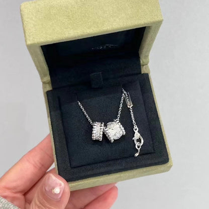 [Triumph Jewelry]PERLEE DOUBLE PENDANT SILVER DIAMOND NECKLACE