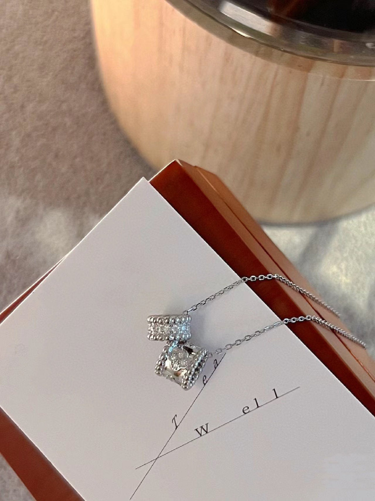 [Triumph Jewelry]PERLEE DOUBLE PENDANT SILVER DIAMOND NECKLACE