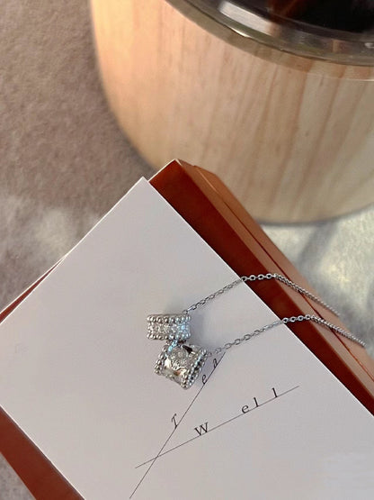 [Triumph Jewelry]PERLEE DOUBLE PENDANT SILVER DIAMOND NECKLACE