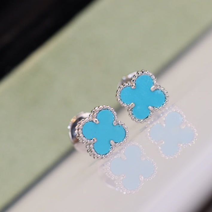 [Triumph Jewelry]CLOVER MINI TURQUOISE SILVER STUD EARRINGS