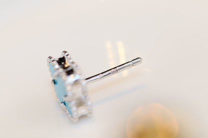 [Triumph Jewelry]CLOVER MINI TURQUOISE SILVER STUD EARRINGS