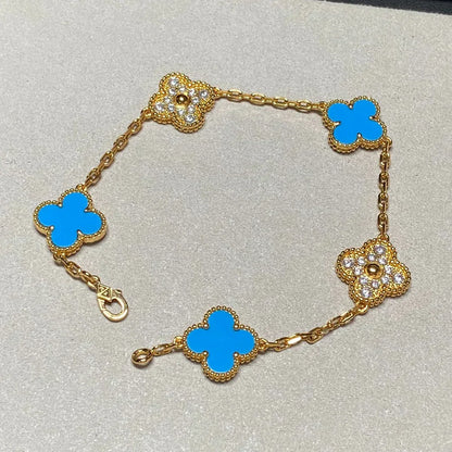 [Triumph Jewelry] CLOVER 5 MOTIF BLUE AGATE BRACELET COLLECTION