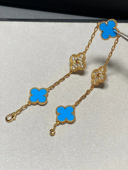 [Triumph Jewelry] CLOVER 5 MOTIF BLUE AGATE BRACELET COLLECTION