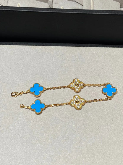[Triumph Jewelry] CLOVER 5 MOTIF BLUE AGATE BRACELET COLLECTION