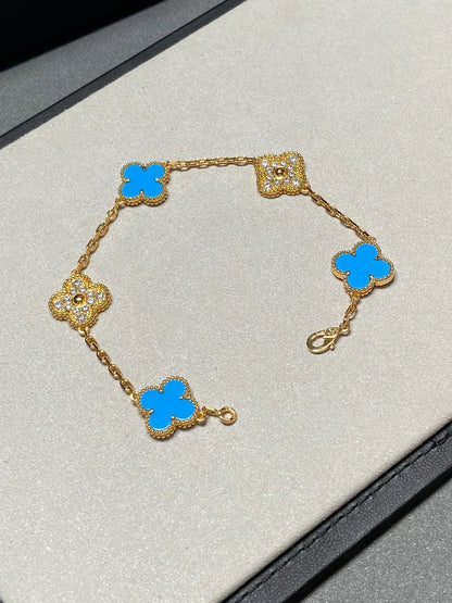 [Triumph Jewelry] CLOVER 5 MOTIF BLUE AGATE BRACELET COLLECTION