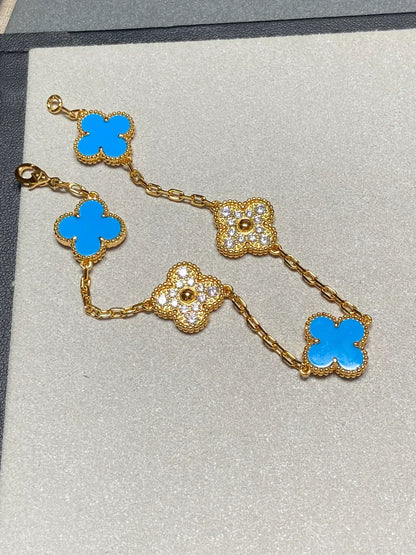 [Triumph Jewelry] CLOVER 5 MOTIF BLUE AGATE BRACELET COLLECTION