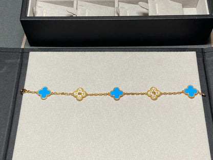 [Triumph Jewelry] CLOVER 5 MOTIF BLUE AGATE BRACELET COLLECTION