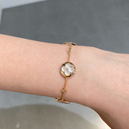 [Triumph Jewelry]STAR AND SUN 4 MOTIF WHITE MOP PINK GOLD BRACELET