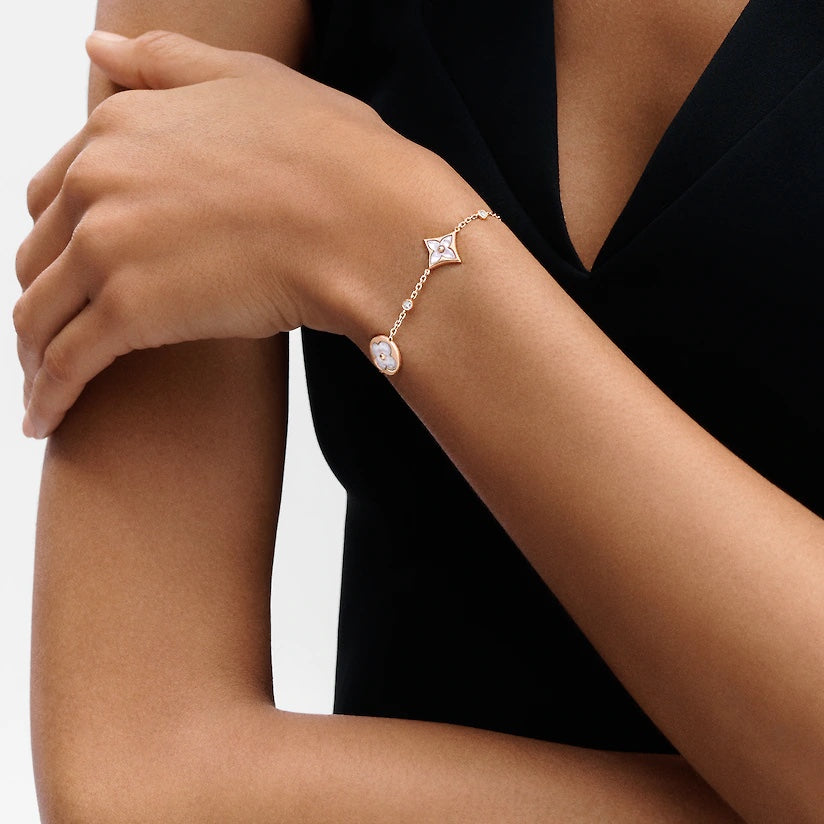 [Triumph Jewelry]STAR AND SUN 4 MOTIF WHITE MOP PINK GOLD BRACELET