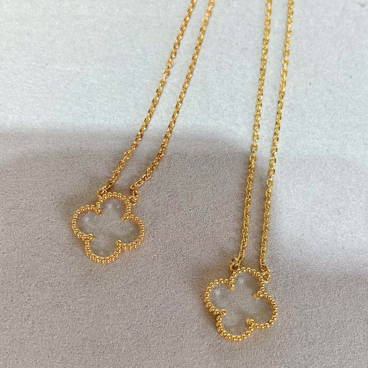 [Triumph Jewelry]CLOVER ROCK CRYSTAL ROSE GOLD NECKLACE