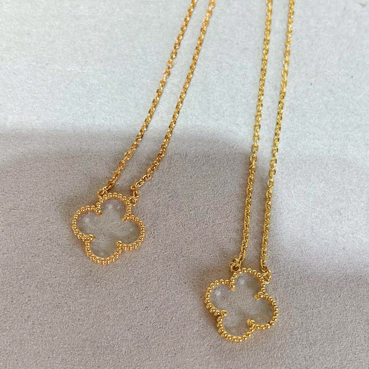[Triumph Jewelry]CLOVER ROCK CRYSTAL ROSE GOLD NECKLACE