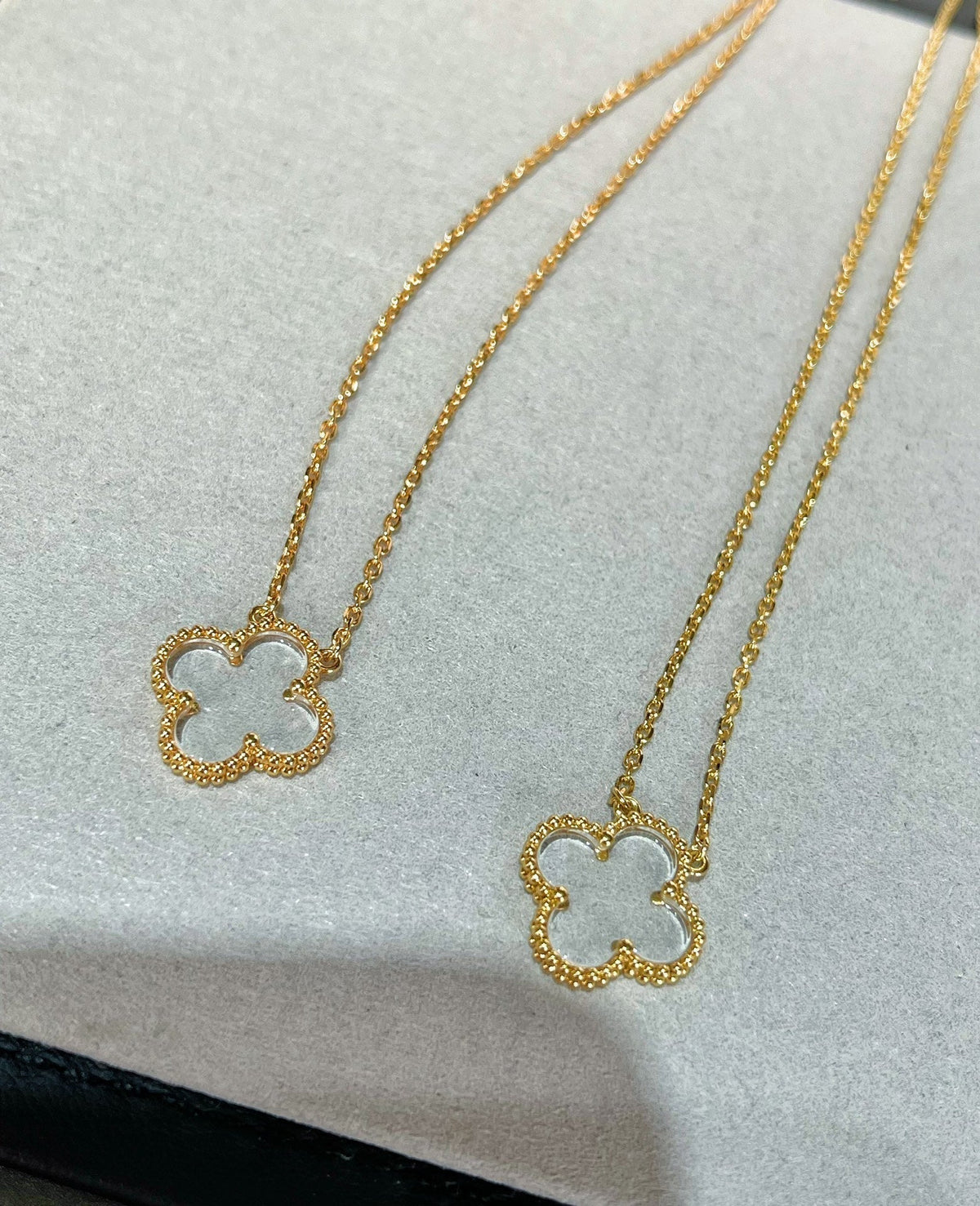 [Triumph Jewelry]CLOVER ROCK CRYSTAL ROSE GOLD NECKLACE