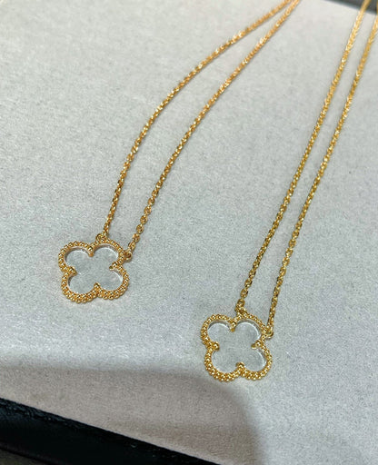 [Triumph Jewelry]CLOVER ROCK CRYSTAL ROSE GOLD NECKLACE