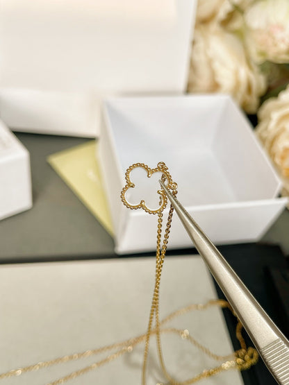 [Triumph Jewelry]CLOVER ROCK CRYSTAL ROSE GOLD NECKLACE