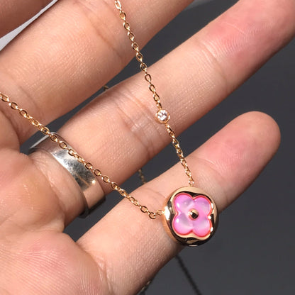 [Triumph Jewelry]COLOR BLOSSOM PINK MOP SUN GOLD NECKLACE