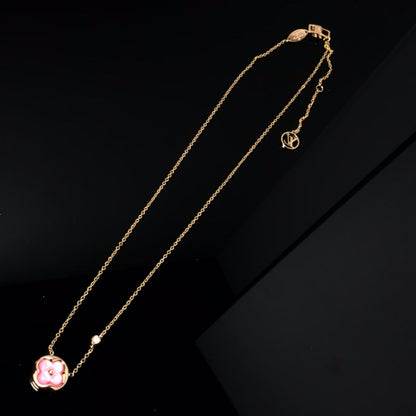 [Triumph Jewelry]COLOR BLOSSOM PINK MOP SUN GOLD NECKLACE