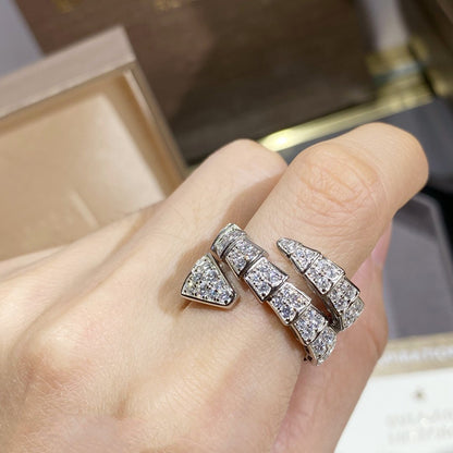 [Triumph Jewelry]SERPENTI DOUBLE RING SILVER DIAMOND PAVED