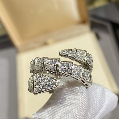 [Triumph Jewelry]SERPENTI DOUBLE RING SILVER DIAMOND PAVED