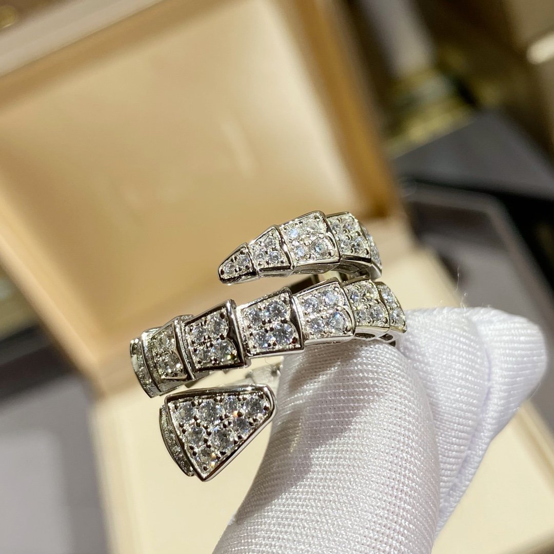 [Triumph Jewelry]SERPENTI DOUBLE RING SILVER DIAMOND PAVED