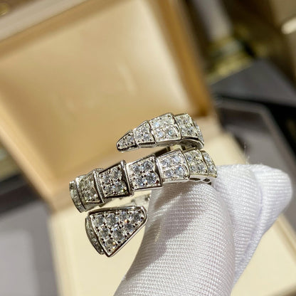 [Triumph Jewelry]SERPENTI DOUBLE RING SILVER DIAMOND PAVED