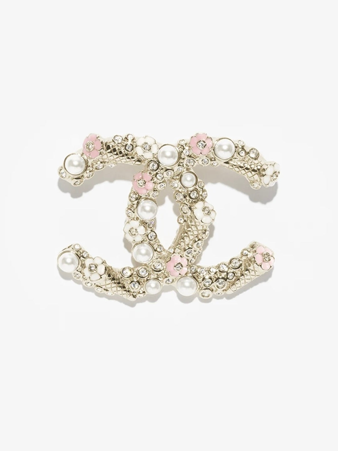 [Triumph Jewelry]26C Pink-White Enamel Ice Cream Cone Double C Brooch