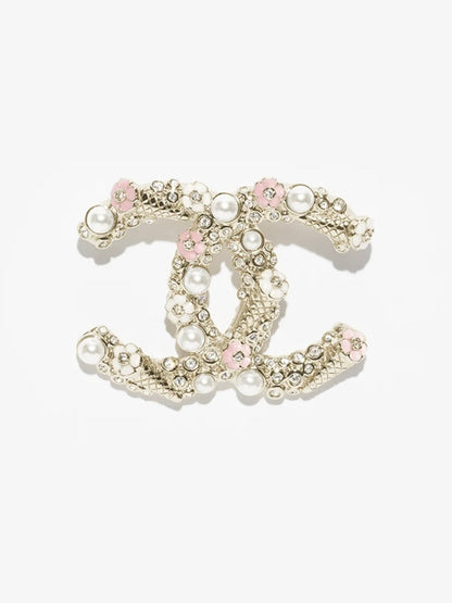 [Triumph Jewelry]26C Pink-White Enamel Ice Cream Cone Double C Brooch