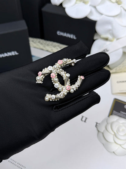 [Triumph Jewelry]26C Pink-White Enamel Ice Cream Cone Double C Brooch