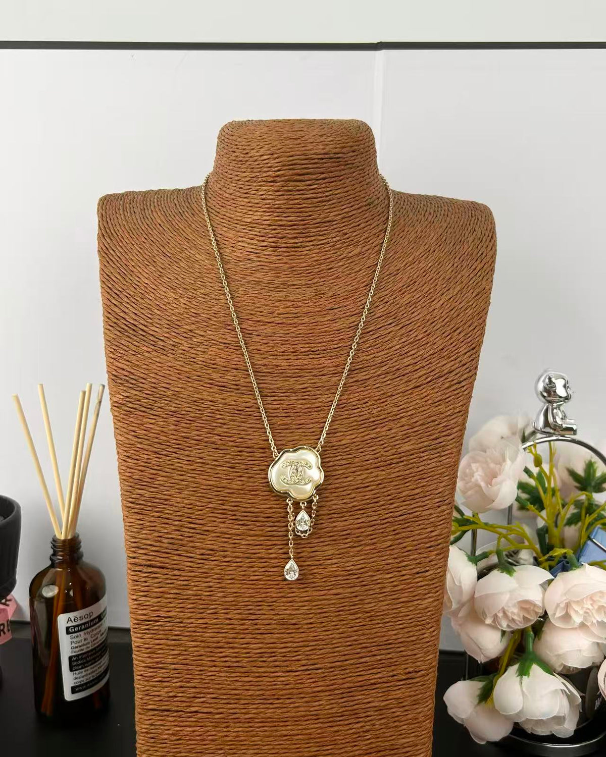 [Triumph Jewelry]Cloud Pearl Mother-of-Pearl Diamond Chain Pendant Necklace