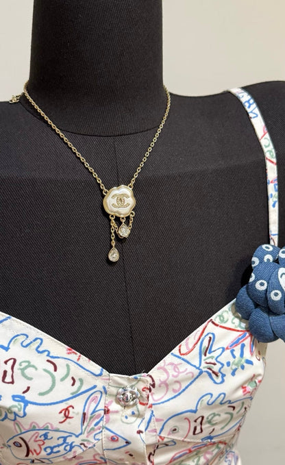 [Triumph Jewelry]Cloud Pearl Mother-of-Pearl Diamond Chain Pendant Necklace