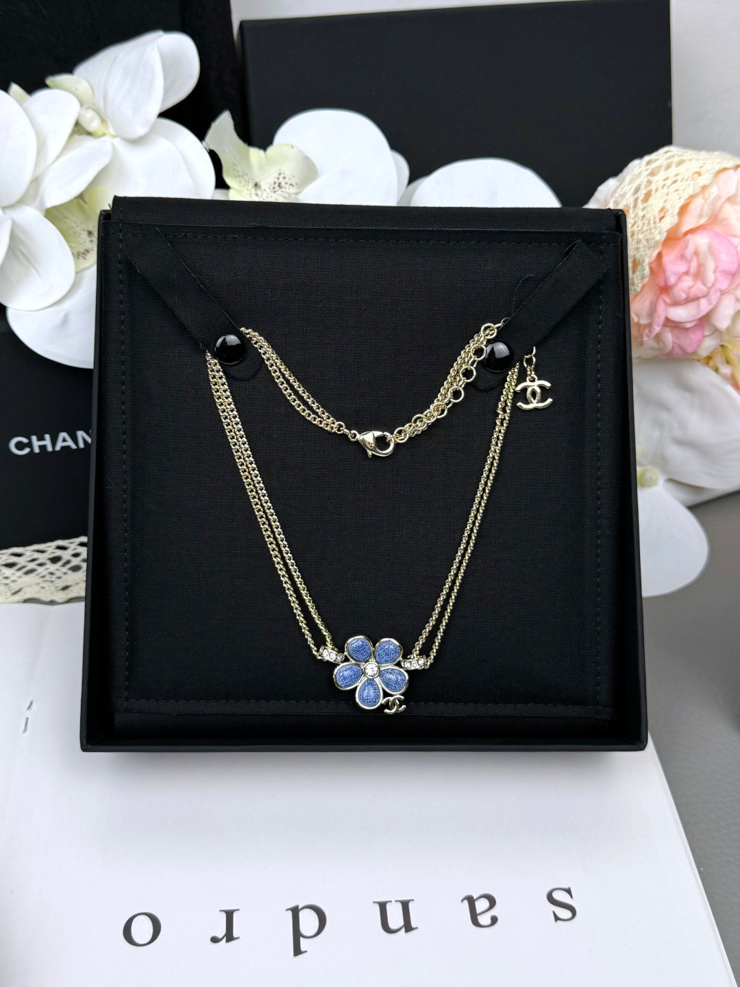 [Triumph Jewelry]New Blue Floral Double-Layer Necklace