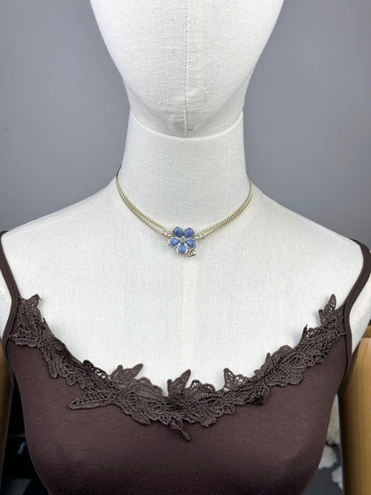 [Triumph Jewelry]New Blue Floral Double-Layer Necklace