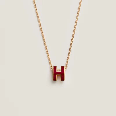 [Triumph Jewelry]HM CLIC RED ENAMEL GOLD NECKLACE