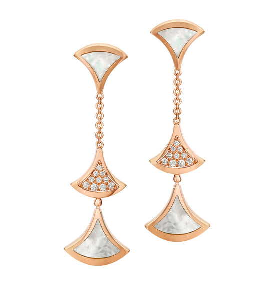 [Triumph Jewelry]DREAM EARRINGS 3 MOTIFS DIAMOND MOP PINK GOLD