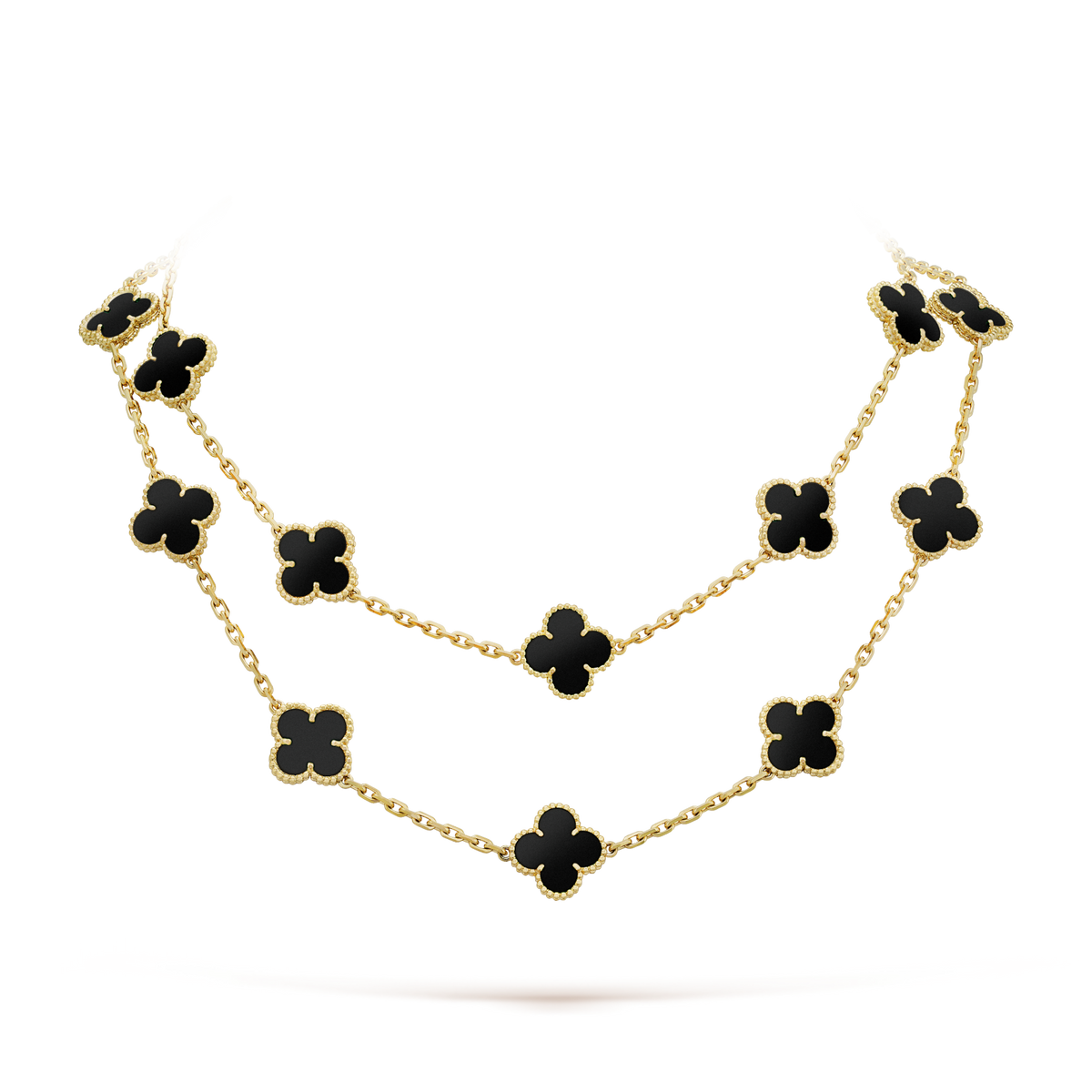 [Triumph Jewelry]CLOVER 20 MOTIFS ONYX NECKLACE