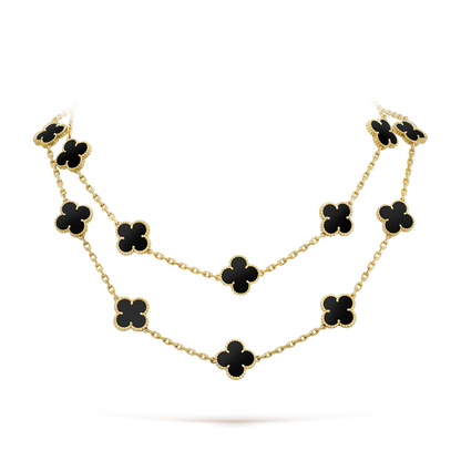 [Triumph Jewelry]CLOVER 20 MOTIFS ONYX NECKLACE