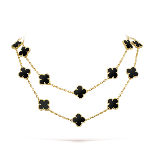 [Triumph Jewelry]CLOVER 20 MOTIFS ONYX NECKLACE