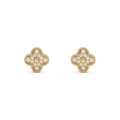 [Triumph Jewelry]CLOVER MEDIUM 1 MOTIFS FUll DIAMOND EARRINGS