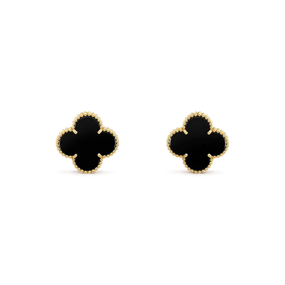 [Triumph Jewelry]CLOVER MEDIUM 1 MOTIFS  ONYX STUD EARRINGS
