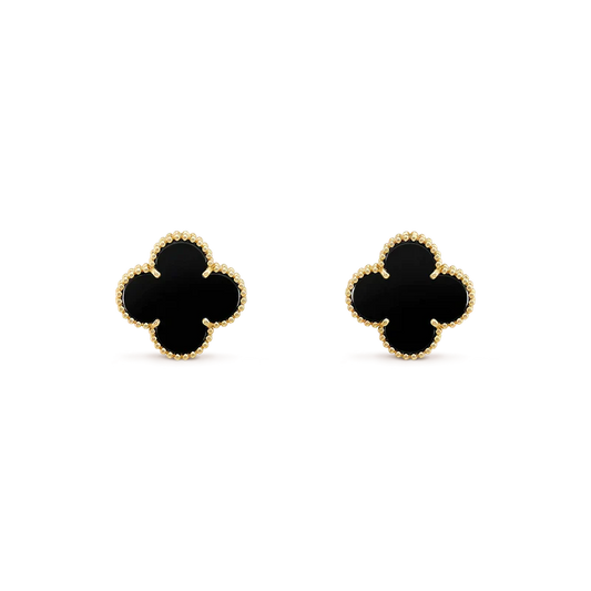 [Triumph Jewelry]CLOVER MEDIUM 1 MOTIFS  ONYX STUD EARRINGS