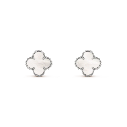 [Triumph Jewelry]CLOVER MEDIUM 1 MOTIFS  WHITE MOP EARRINGS SILVER