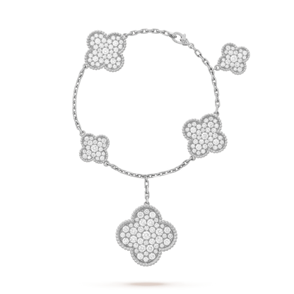 [Triumph Jewelry]CLOVER 6 MOTIFS SILVER DIAMOND BRACELET