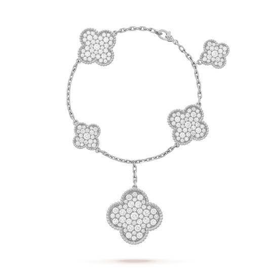 [Triumph Jewelry]CLOVER 6 MOTIFS SILVER DIAMOND BRACELET